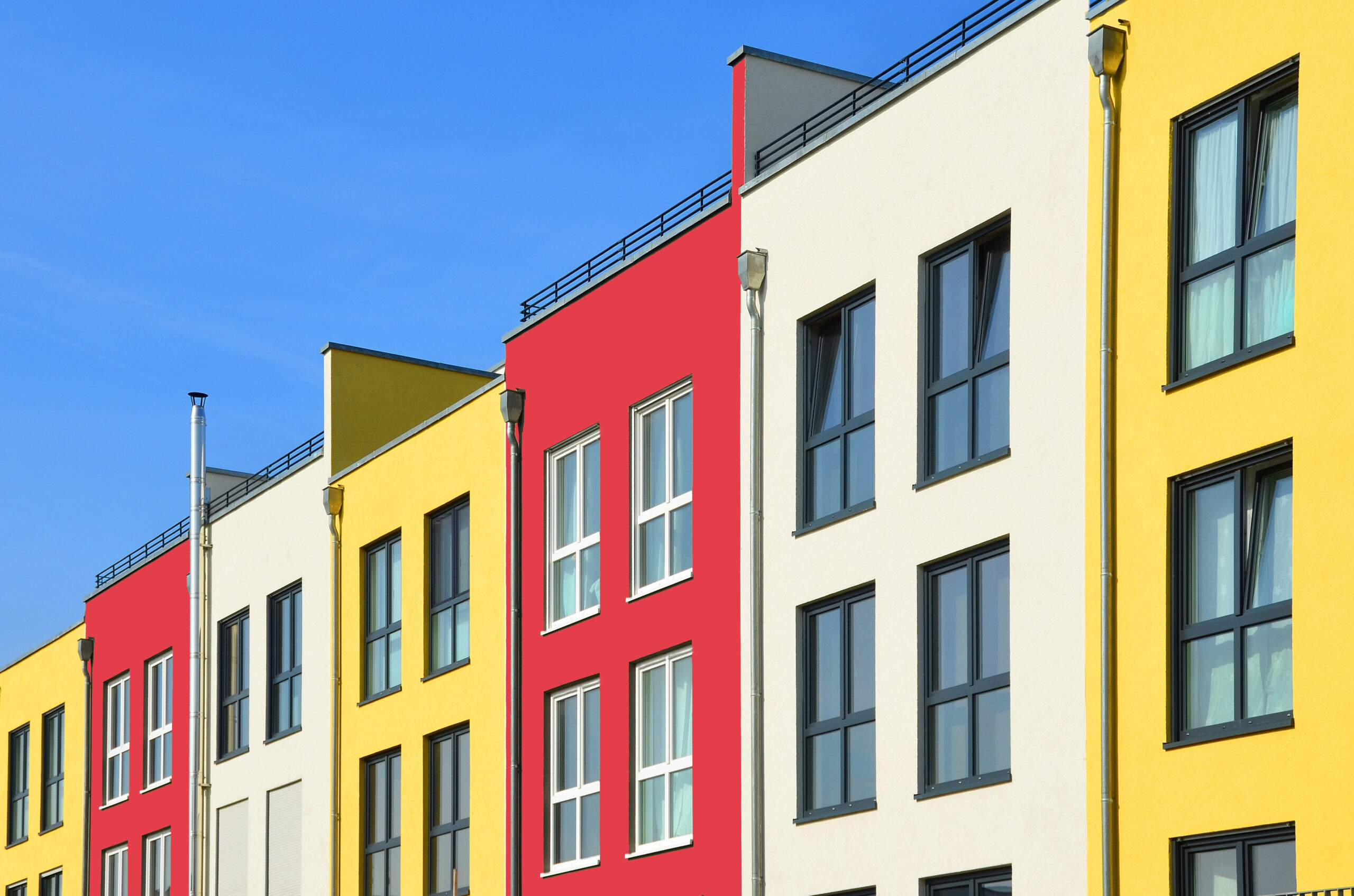Gelb wei rote Townhouses